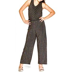 ART CLASS Girls' Metallic Striped Jumpsuit XXL